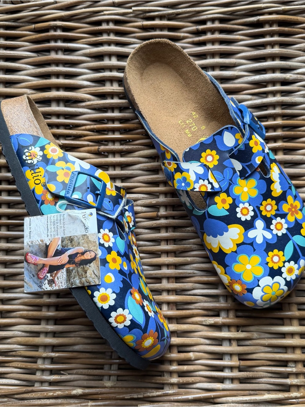 NWT Papillio by Birkenstock Boston Clogs Women’s 11 42 Floral Blue New RARE